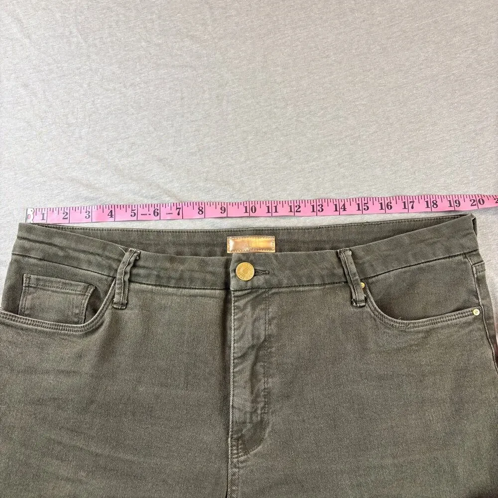 Kut From The Kloth Meg Fab Ab Wide Leg Jeans Olive Green Raw Hem 16